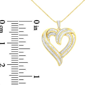 14K Yellow Gold Over Sterling Silver 3/4ctw Mixed Cut Diamond Open Heart
18" Pendant w\chain