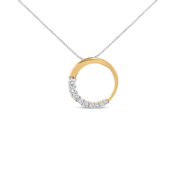 14K Yellow Gold 1/4ctw Graduating Diamond Open Circle Hoop Pendant
w\chain(J-K Color, I1-I2 Clarity)