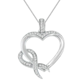 Sterling Silver 1/6ctw Diamond Heart Pendant w\chain (H-I, I1-I2)