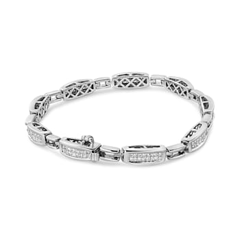 2.00ctw White Invisble-Set Diamond 14K White Gold Tennis Bracelet
