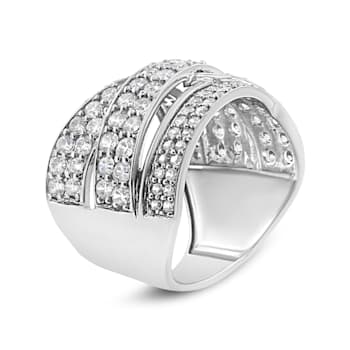 Sterling Silver 2.0ctw Round Diamond  Bypass Band Ring (I-J Color, I2-I3 Clarity)
