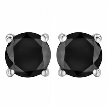 1.00ctw Round-Cut Black Diamond Sterling Silver Stud Earrings