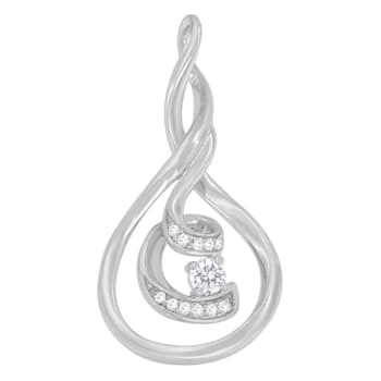 10K White Gold Espira 1/8ctw Round Cut Diamond Layered Spiral Pendant
w\chain(I-J, I1-I2)