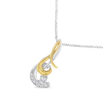 10K Two-Tone Espira 1/10ctw Round Diamond Spiral 18" Pendant
w\chain(J-K Color, I2-I3 Clarity)