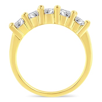 14K Yellow Gold Over Sterling Silver 1.0ctw Diamond 5 Stone Ring (J-K
Color, I1-I2 Clarity)