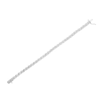 Sterling Silver 2.75ctw Diamond Floral Cluster Link Bracelet