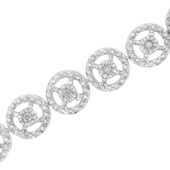 Sterling Silver 1/2ct TDW Diamond Tennis Link Bracelet (I-J,I3) - 7"
