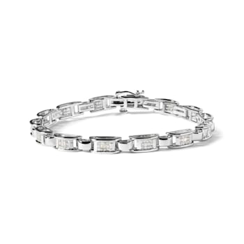 14K White Gold 1.00 Cttw Princess-Cut Diamond Link Bracelet (I-J Color,
I1-I2 Clarity) - Size 7"