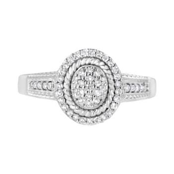 0.33ctw Round Diamond Braided Halo Sterling Silver Ring