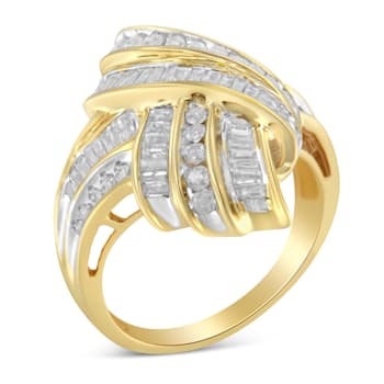 10K Yellow Gold Over Sterling Silver 1.0ctw Mixed Diamond Channel Ring
(I-J Color, I2-I3 Clarity)
