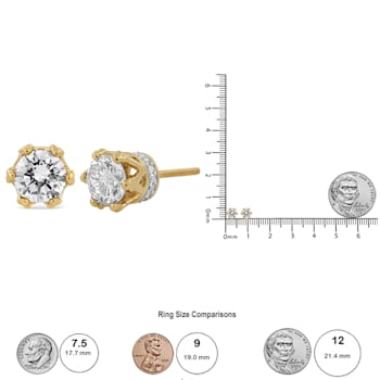 2.00ctw Round Diamond Crown 14K Yellow Gold Stud Earrings