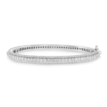 14K White Gold 3.0ctw Round-Cut Diamond Bangle