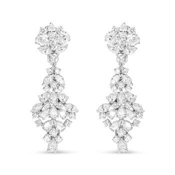 18K White Gold 9 1/2 Cttw Diamond Cluster Drop Dangle Earrings (F-G
Color, VS1-VS2 Clarity)