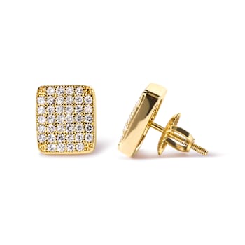 14K Yellow Gold .50ctw Diamond Square Composite Cluster Stud  Earrings
(I-J Color, I1-I2 Clarity)