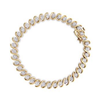0.50ctw Round White Diamond 10K Yellow Gold Over Sterling Silver Tennis Bracelet
