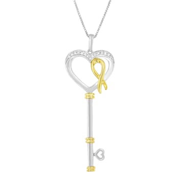 10K Two-Tone Gold Over Sterling Silver 1/10ctw Diamond Key to My Heart
Pendant w\chain(H-I, I1-I2)