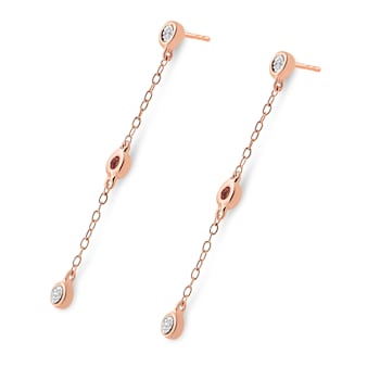 10K Rose Gold Over Sterling Silver 1/15ctw Diamond Dangle Earring