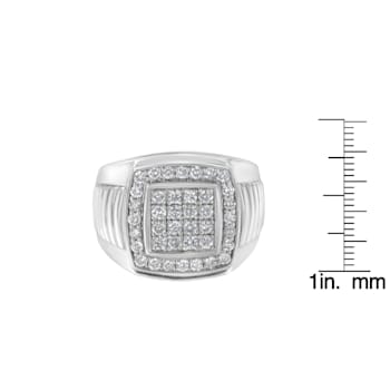 14K White Gold Men's Diamond Squared Band Ring (1 cttw, H-I Color,
SI2-I1 Clarity)