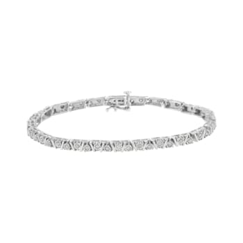 Sterling Silver 1 cttw Miracle-Set Diamond Tennis Bracelet (I-J, I3) - 7.25"