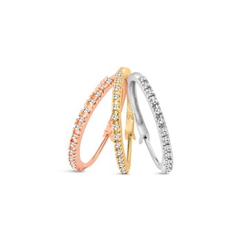 14K Tri-Toned Gold 1/3 Cttw Diamond Triple Hoop Earrings (I-J Color,
I2-I3 Clarity) - 22 MM