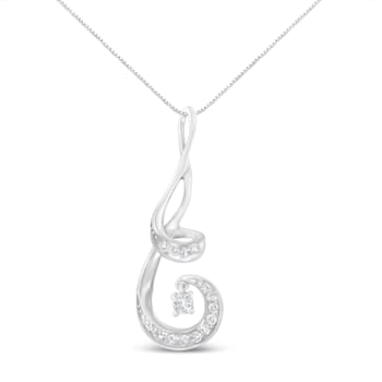 10K White Gold Espira 1/5ctw Brilliant Diamond Spiral 18" Pendant
w\chain(J-K color, I2-I3 Clarity)