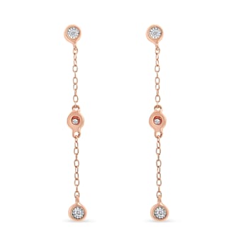 10K Rose Gold Over Sterling Silver 1/15ctw Diamond Dangle Earring