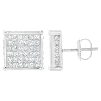 10K White Gold 2ctw Princess-Cut Composite Diamond Stud Earring