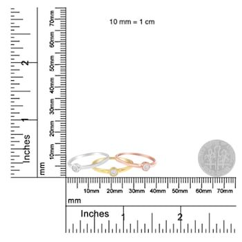 14K Gold Over Sterling Silver 1/6ctw Diamond Stacking Promise Ring Set/3
(J-K Color, I1-I2 Clarity)