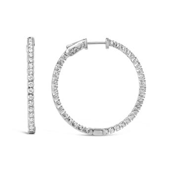 14K White Gold 1 3/4 Cttw Lab Grown Diamond Inside Out Hoop Earrings
(G-H Color, VS2-SI1 Clarity)