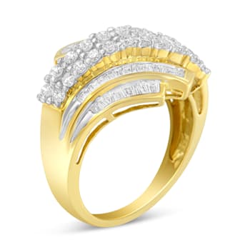 10K Yellow Gold 1.0ctw Mixed Shapes Diamond Bypass Ring (H-I Color,
SI1-SI2 Clarity)