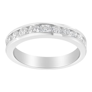 18K White Gold IGI Certified 1.0ctw Diamond Channel-Set Half-Eternity
Band(E-F Color, I1-I2 Clarity)
