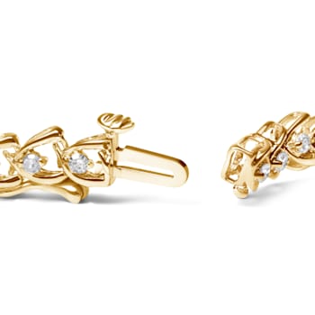 14K Yellow Gold Over Sterling Silver 1.0ctw Diamond C-Shaped Link
Bracelet (I-J Color, I3 Clarity)