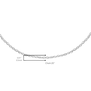 Solid 10K Gold 0.5mm Rope Chain Unisex Necklace - Size 20"