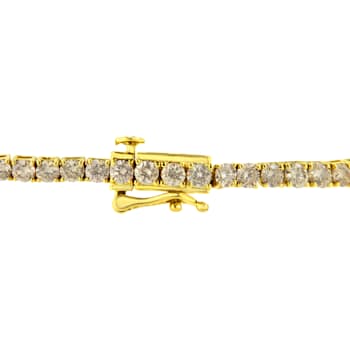 4.00ctw Round White Diamond 14K Yellow Gold Over Sterling Silver Tennis Bracelet