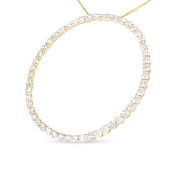10K Yellow Gold Over Sterling Silver 4ctw Diamond Circle Hoop Necklace
(J-K Color, I1-I2 Clarity)