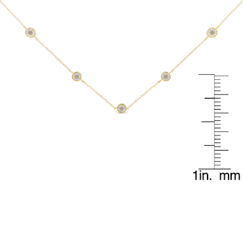 10K Two-tone Gold Over Sterling Silver Diamond Station Necklace (1/2
cttw, K-L Color, I2-I3 Clarity)