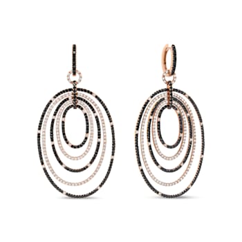 18K Rose Gold 5.00 Cttw Round Black and White Diamond Graduated Hoop
Dangle Earrings