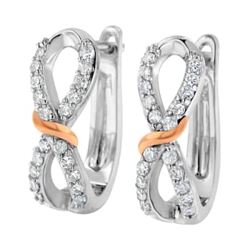 10K Two-tone Gold 1/3 Cttw Diamond Infinite and Ribbon Hoop Earrings
(H-I Color, I1-I2 Clarity)