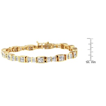 14K Yellow Gold 5.75ctw Princess and Baguette Cut Diamond Bow Bracelet