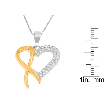 10K Gold Over Sterling Two Toned 1/4ctw Round Cut Diamond Pendant
w\chain (H-I, I2-I3)