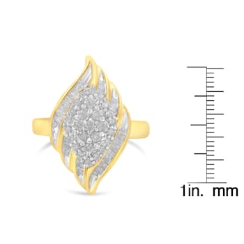 10K Yellow Gold Over Sterling Silver ¾ctw Mixed Cut Diamond Cluster Ring
(I-J Color, I2-I3 Clarity)