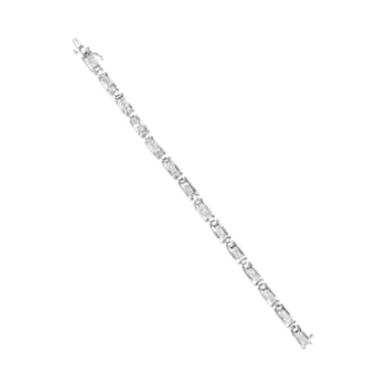 14K White Gold 3.0 Cttw Invisible Set Princess Cut Diamond Link and
Buckle 7" Tennis Bracelet