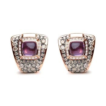 18K Rose Gold Cushion Amethyst with Brown and White Diamonds Cluster
Geometrical Statement Earrings