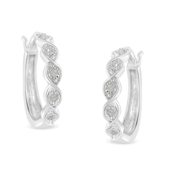 0.10ctw Miracle-Set Diamond Infinity Swirl Sterling Silver Hoop Earrings
