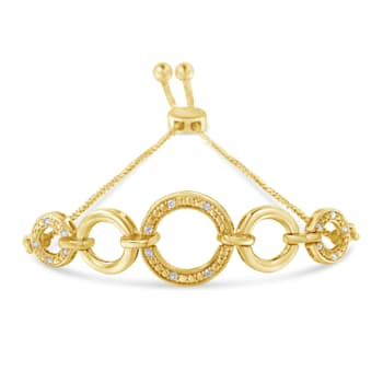 10K Yellow Gold Over Sterling Silver Diamond Accent Graduated Infinity
Open Circle Adjustable Bolo