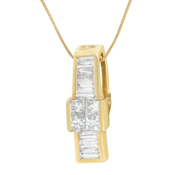 14K Yellow Gold 1 1/10ctw Mixed Cut Overlapping Diamond Drop Pendant
w\chain(H-I, SI1-SI2)