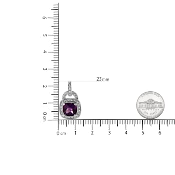 Sterling Silver 8MM Cushion Shaped Amethyst and Diamond Accent Halo with
Push Back Dangle Earrings