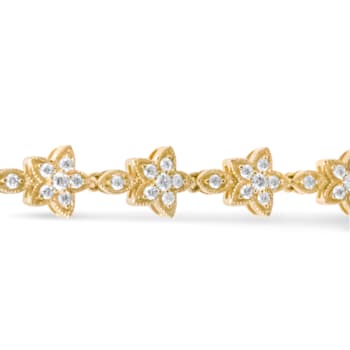 14K Yellow Gold 1 1/5 Ctw Diamond Floral Star-Shaped Bracelet (H-I
Color, SI1-SI2 Clarity) -Size 7"