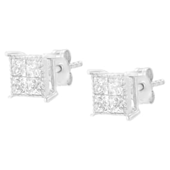 Sterling Silver 3/4ctw Diamond Stud Earrings