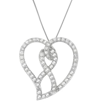 14K White Gold 1.0ctw White Diamond Awareness Ribbon & Open Heart
18" Pendant w\chain